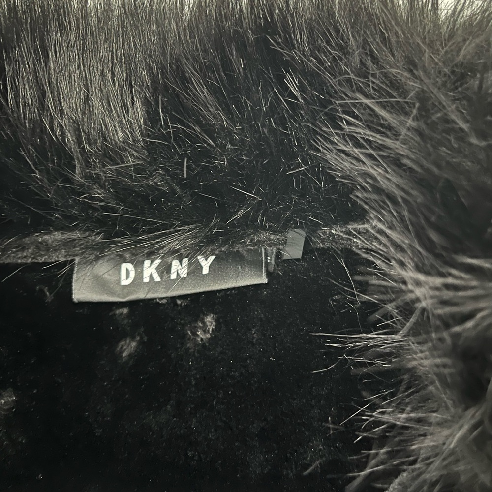 DKNY Black Faux Fur Scarf